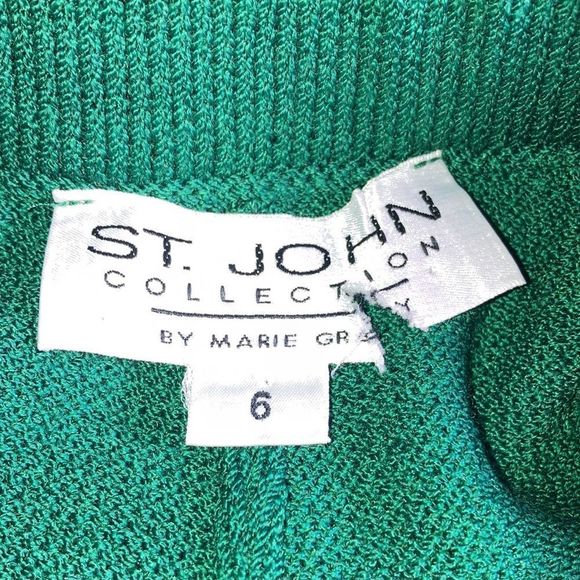 Vintage Womens St. John by Marie Gray Green Knit Hi Waisted Straight Pants sz 6 - Picture 3 of 12